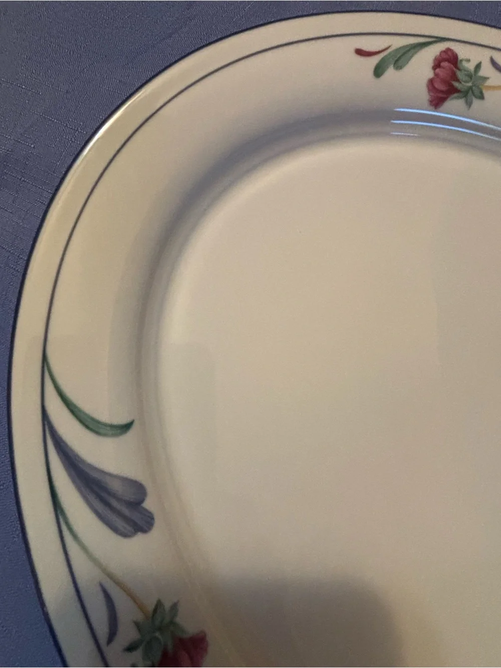Lenox Poppies On Blue Oval Serving Platter 14 1/4”